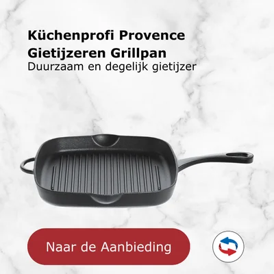 Küchenprofi PROVENCE Hoge Gietijzeren Grillpan Zwart met steel Küchenprofi Provance Hoge Gietijzeren Grillpan Zwart met steel
